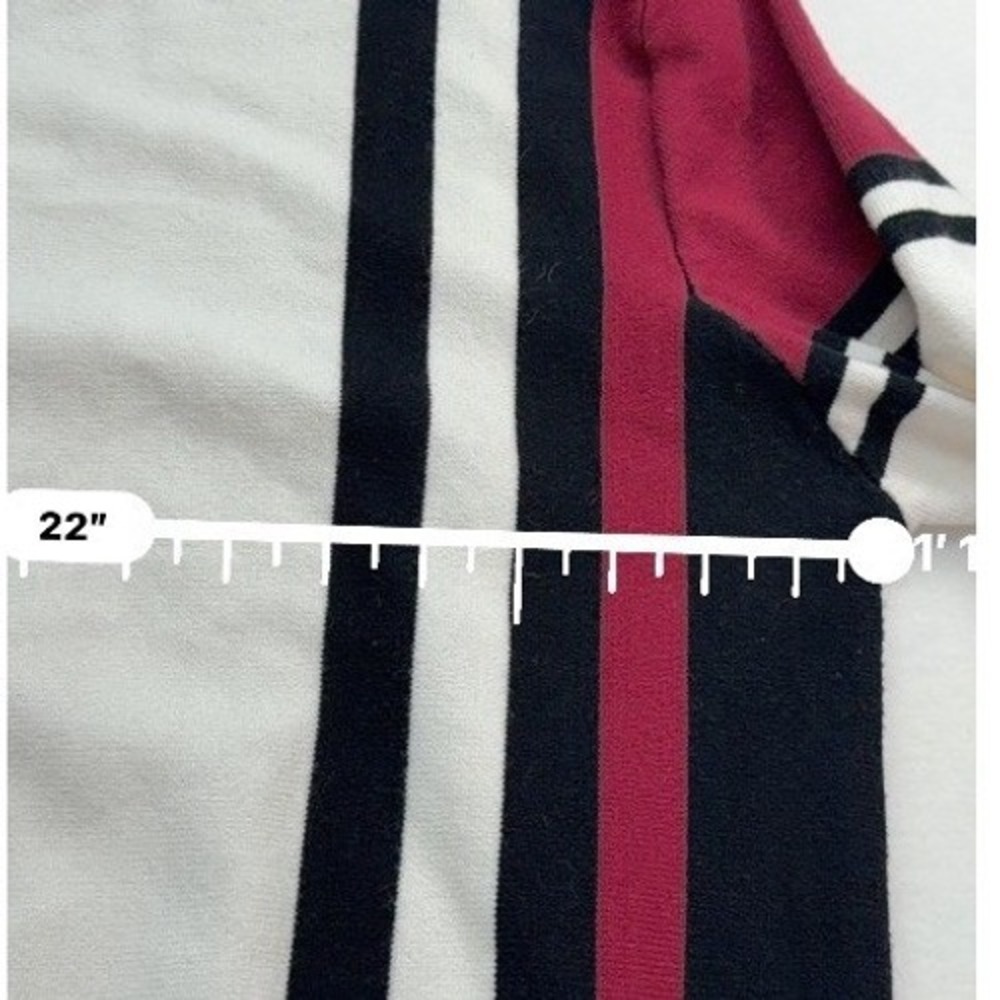 Vintage Vertical Striped Sweater Mens XL Black White Red Crewneck Knit Pullover - Picture 7 of 9